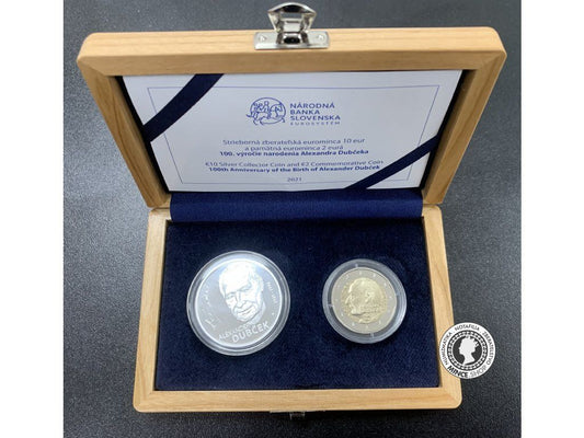 SADA NBS 10 + 2 euro 2021 Slovensko PROOF Alexander Dubček
