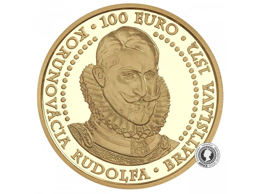 Zlatá minca Au Proof 100€ / 2022 - 450. výročie korunovácie Rudolf II. v Bratislave