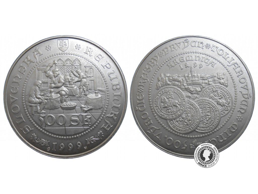 500 SK 1999 500. výročie razby prvých toliarových mincí v Kremnici BK