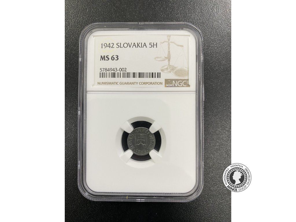 Slovensko 5 halierov / 1942 - Slovenský štát 5h NGC MS63