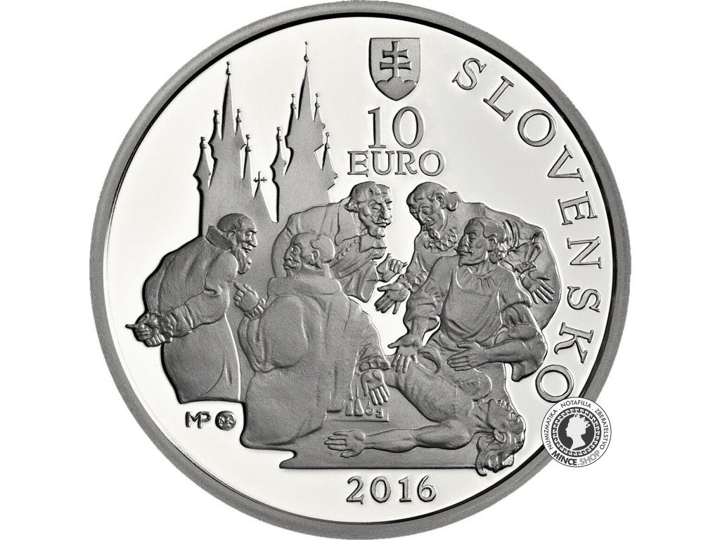 Strieborná minca Ag BK 10€ / 2016 - Jan Jesenius - 450. výročie narodenia