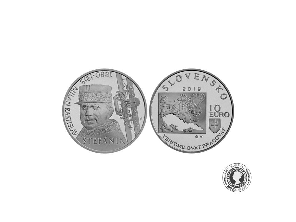 Strieborná minca Ag BK 10€ / 2019 - Milan Rastislav Štefánik – 100. výročie úmrtia