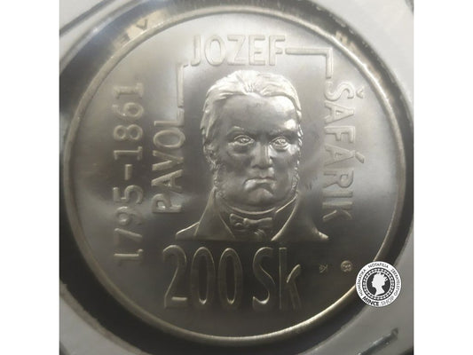 Strieborná minca proof 1995 Šafárik 200 Sk