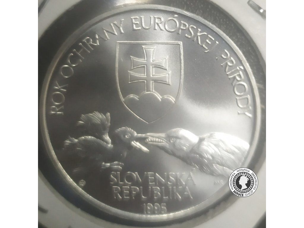 Strieborná minca proof 1995 Rok Ochrany EU Prírody 200 Sk