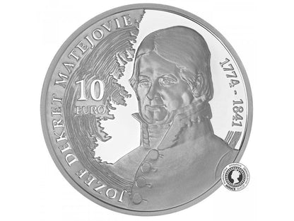 Strieborná zberateľská eurominca BK 10 eur / 2024  Jozef Dekret Matejovie – 250. výročie narodenia