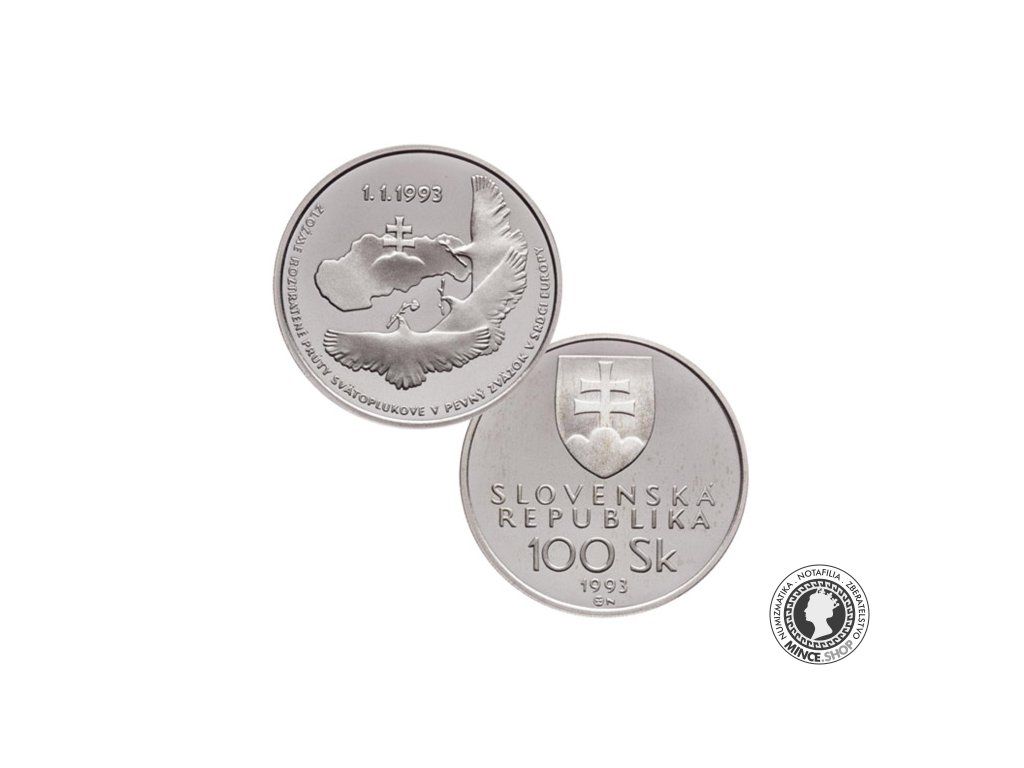 Strieborná minca Proof - SK 100 / 1993 - Vznik Slovenskej Republiky