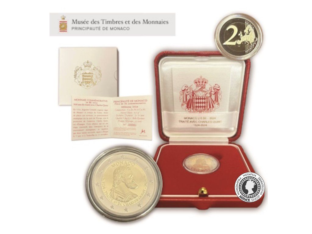 MONACO 2€ proof 2024 / 500. výročie zmluvy z Burgosu s Charlesom Quintom (1524 – 2024)