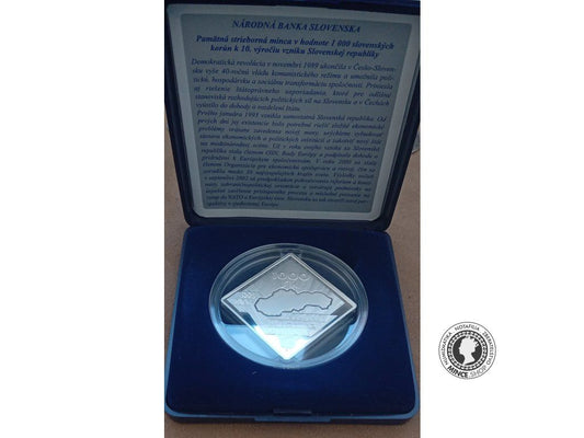 Strieborna minca Proof - SK 1000 / 2003 - 10. výročie vzniku SR