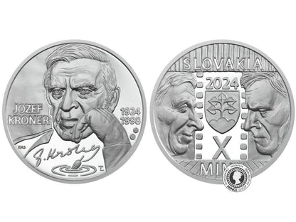 Strieborné medaily - Nezrealizované motívy zberateľských mincí 10€ - Jozef Kroner - 100.výročie narodenia