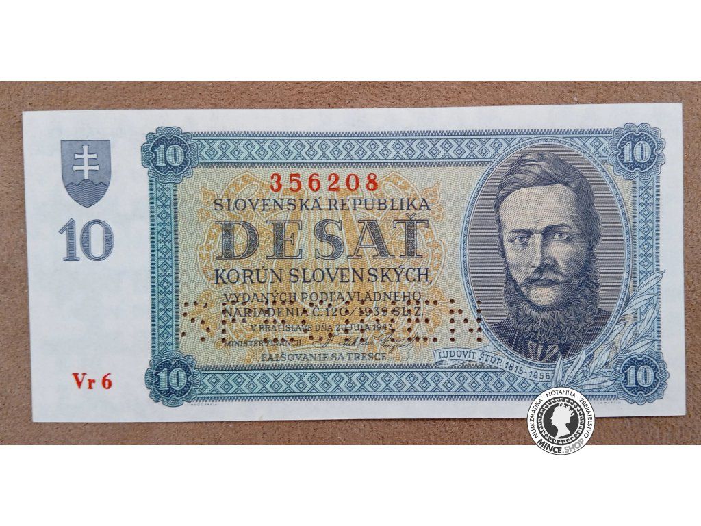 10 Korún - 1943 - Slovenský Štát - SPECIMEN