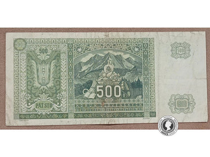 500 Korún koľkovaných - 1941 - Slovenský Štát / ČSR