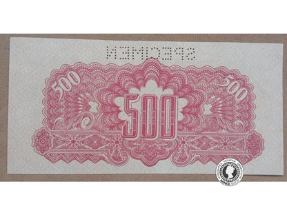 500 Korunová poukážka kolkovaná - 1944 - Česko-Slovensko - SPECIMEN