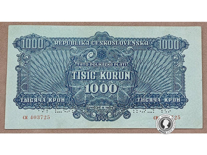 1000 Korunová poukážka - 1944 - Česko-Slovensko