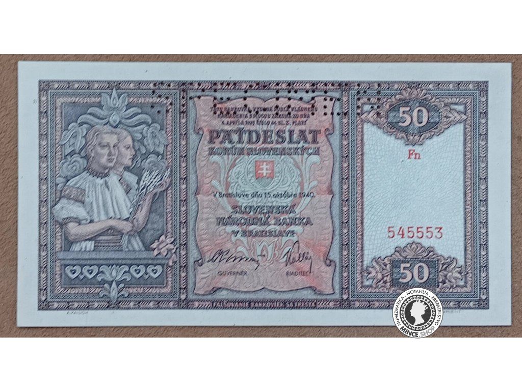 50 Korún - SPECIMEN- 1940 - Slovenský Štát