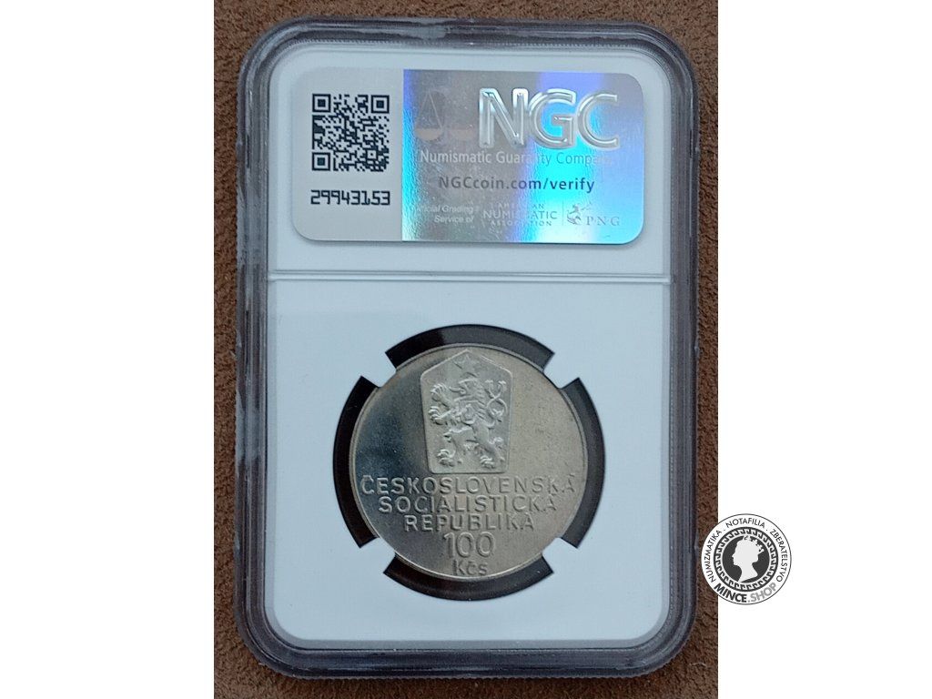 Strieborná minca 100kčs / 1990 - Karel Čapek - kvalita PF 67