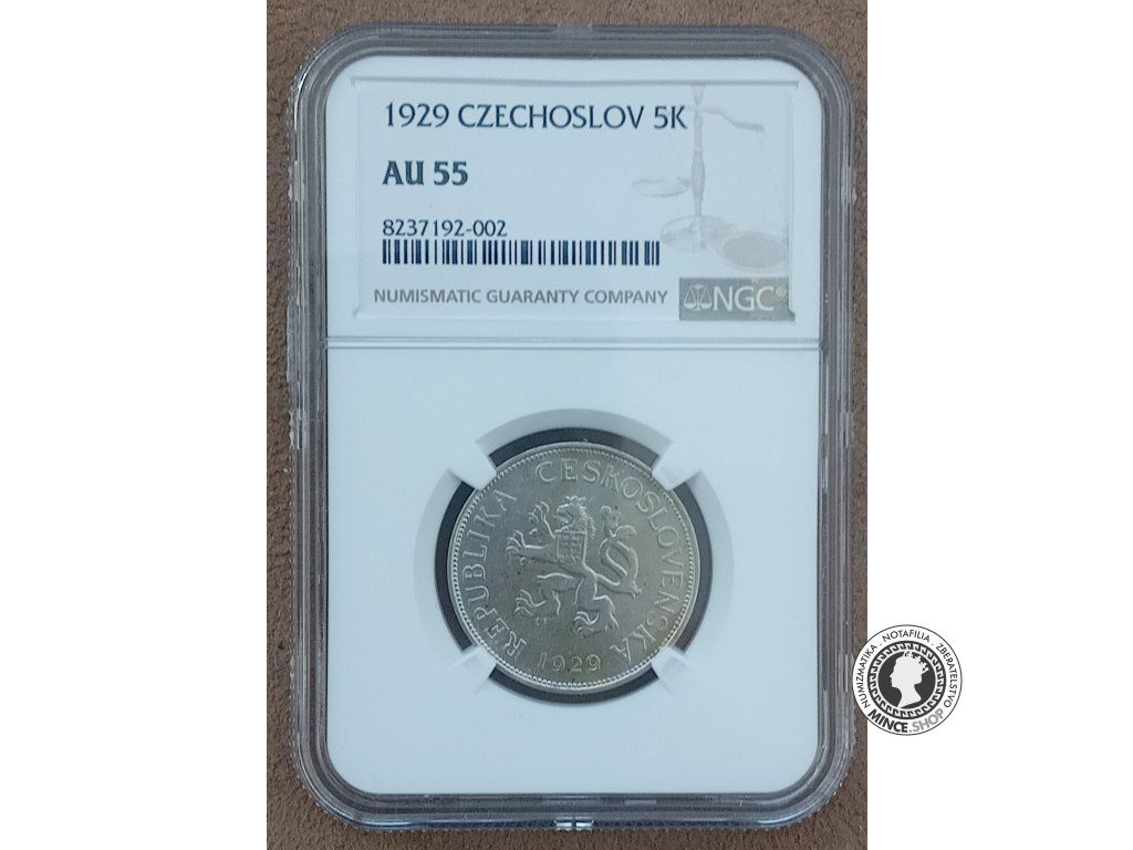 5.koruna - 1.ČSR - 1929 - kvalita AU 55