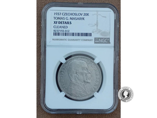 20.koruna - 1.ČSR - 1937 - úmrtie prezidenta T.G.Masaryka - kvalita XF Details