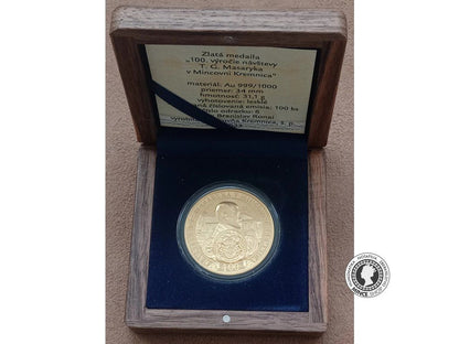 Zlatá medaila - 100.výročie od návštevy prezidenta T.G.Masaryka v Mincovni Kremnica