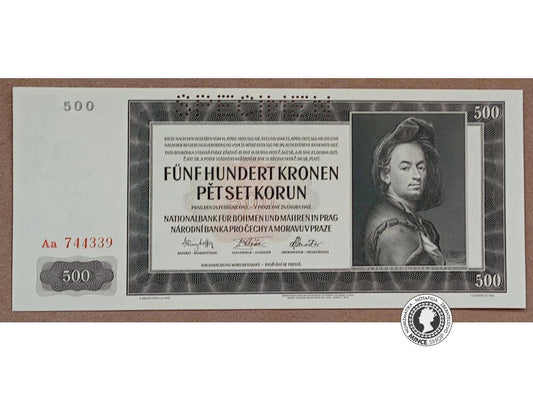 500 Korún - 1942 - Protektorát Čechy a Morava - UNC