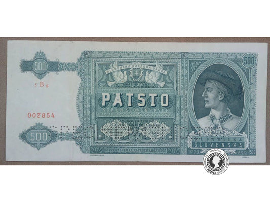 500 Korún - 1941 - Slovenský Štát / Česko-Slovensko