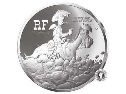 10€ strieborná minca 2021 Lucky Luke kovboj v bavlne PROOF