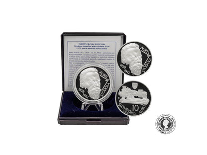 Strieborná minca Ag Proof 10€ / 2009 - Aurel Stodola – 150. výročie narodenia