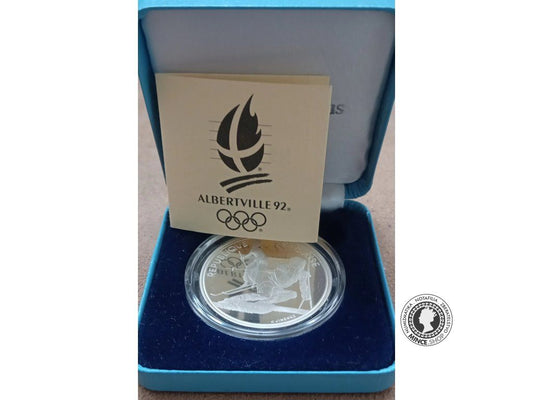 100 francs 1990 Francúzsko PROOF - Albertville 92 - Slalomeur de la Belle Époque