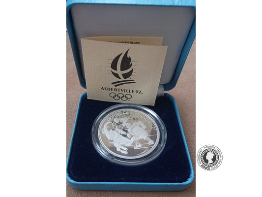 100 francs 1991 Francúzsko PROOF - Albertville 92 - Hockeyeurs sur glace et bouquetin