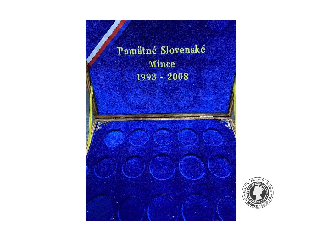 Luxusná drevená kazeta s troma plátami na Slovenské pamätné mince BK 1993-2008