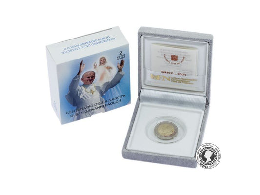 2 euro proof Vatikán 2020 - 100. výročie narodenia pápeža Jána Pavla II.