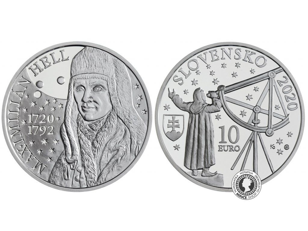 Strieborná minca Ag Proof 10€ / 2020 - Maximilián Hell - 300. výročie narodenia