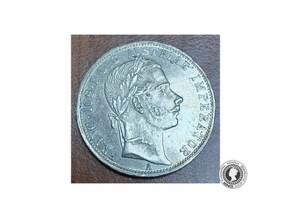 Strieborná minca 1 zlatník / florin, 1861 Franc Joseph I. Rakúsko - Mincovňa "A" - Viedeň
