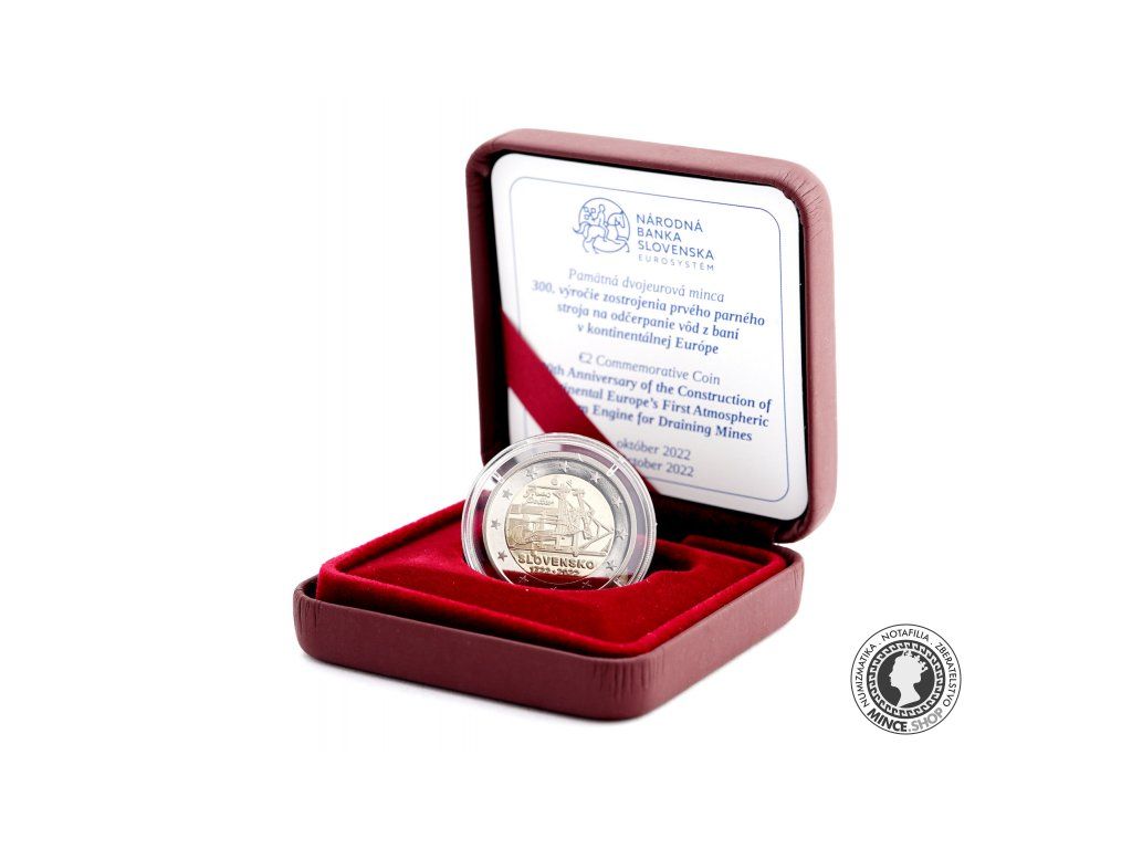 2€ minca Parný stroj 2022 / proof - 300.výročie zostrojenia parného stroja v kontinentálnej Európe