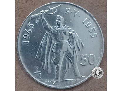 Strieborná minca 50kcs / 1955 - 10 výr.osvobodenia - kvalita BK